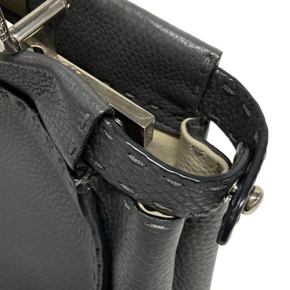 Auth FENDI Peekaboo Iconic Medium/Selleria 8BN290-Q0J Dark Gray Roman Leather - Picture 13 of 16